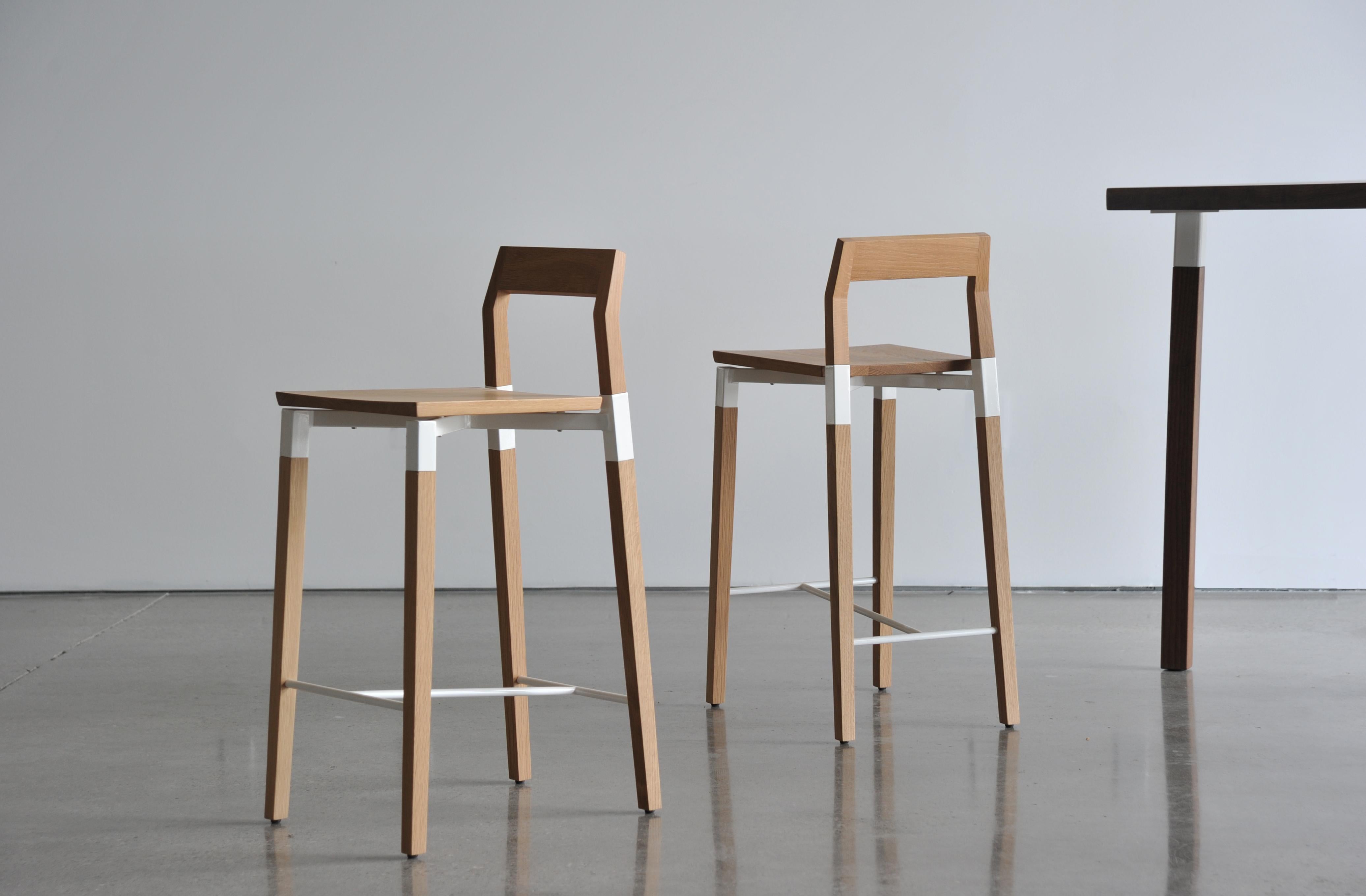 Canadian Metal Plated Oak Parkdale Bar Stool by Hollis & Morris