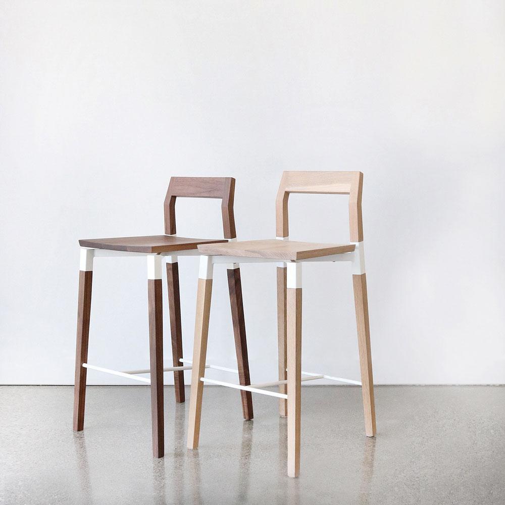 Canadian Metal Plated Oak Parkdale Counter Stool by Hollis & Morris