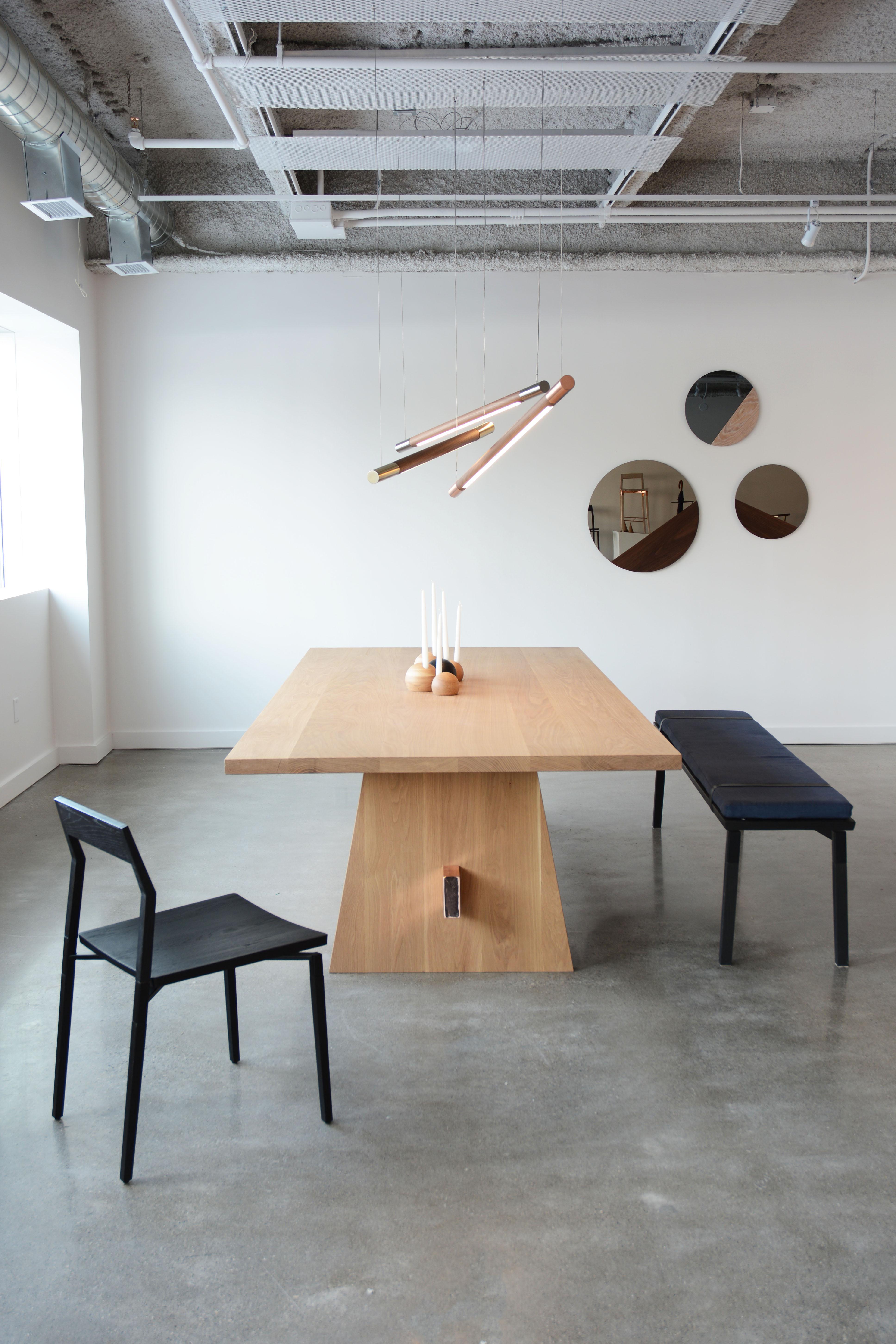 Metal Plated Oak Small Isthmus Dining Table by Hollis & Morris In New Condition In Geneve, CH