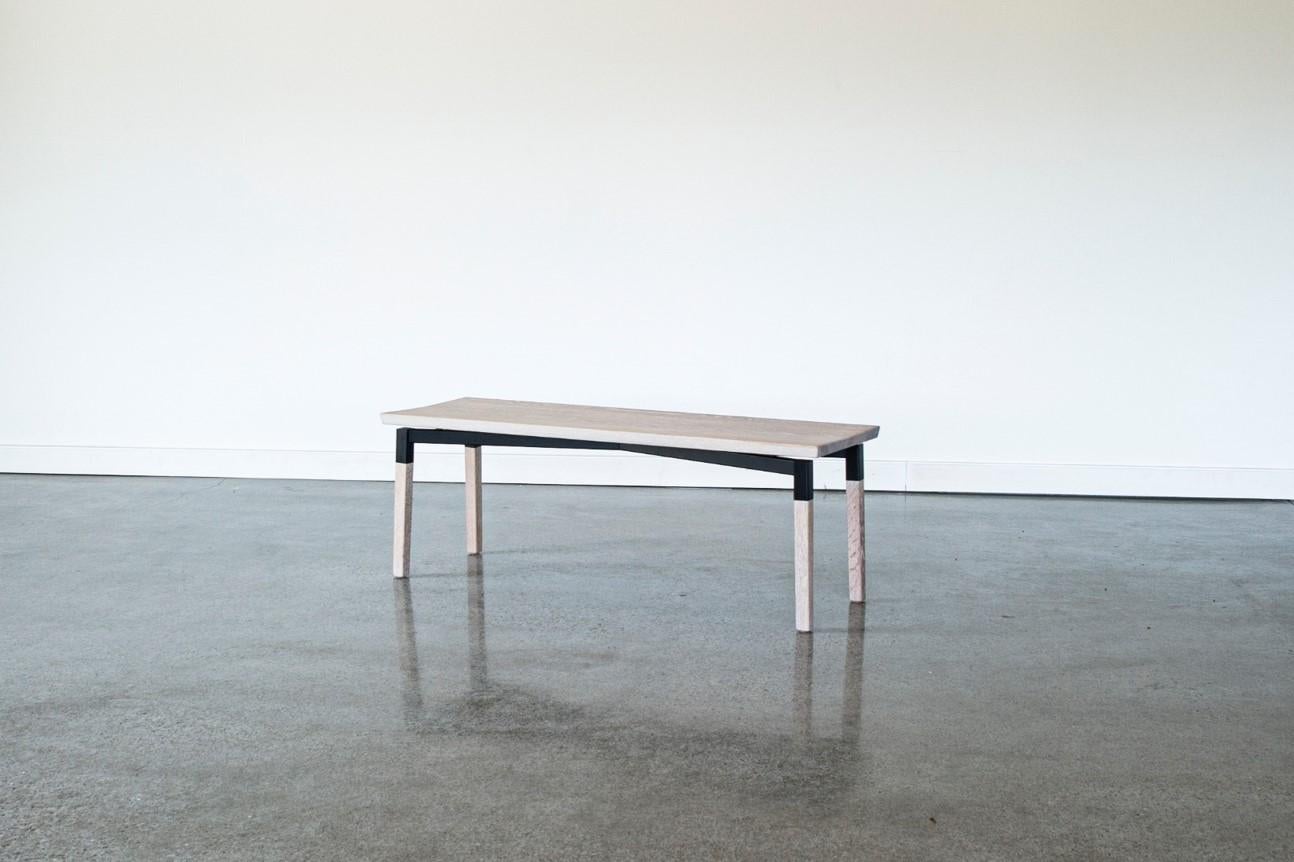 Metal plated oak small Parkdale bench by Hollis & Morris
Dimensions: 51