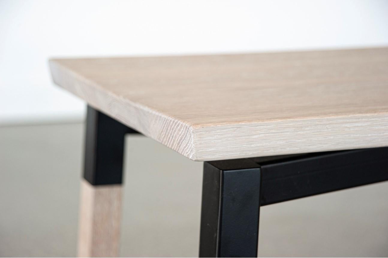 Modern Metal Plated Oak Small Parkdale Bench by Hollis & Morris