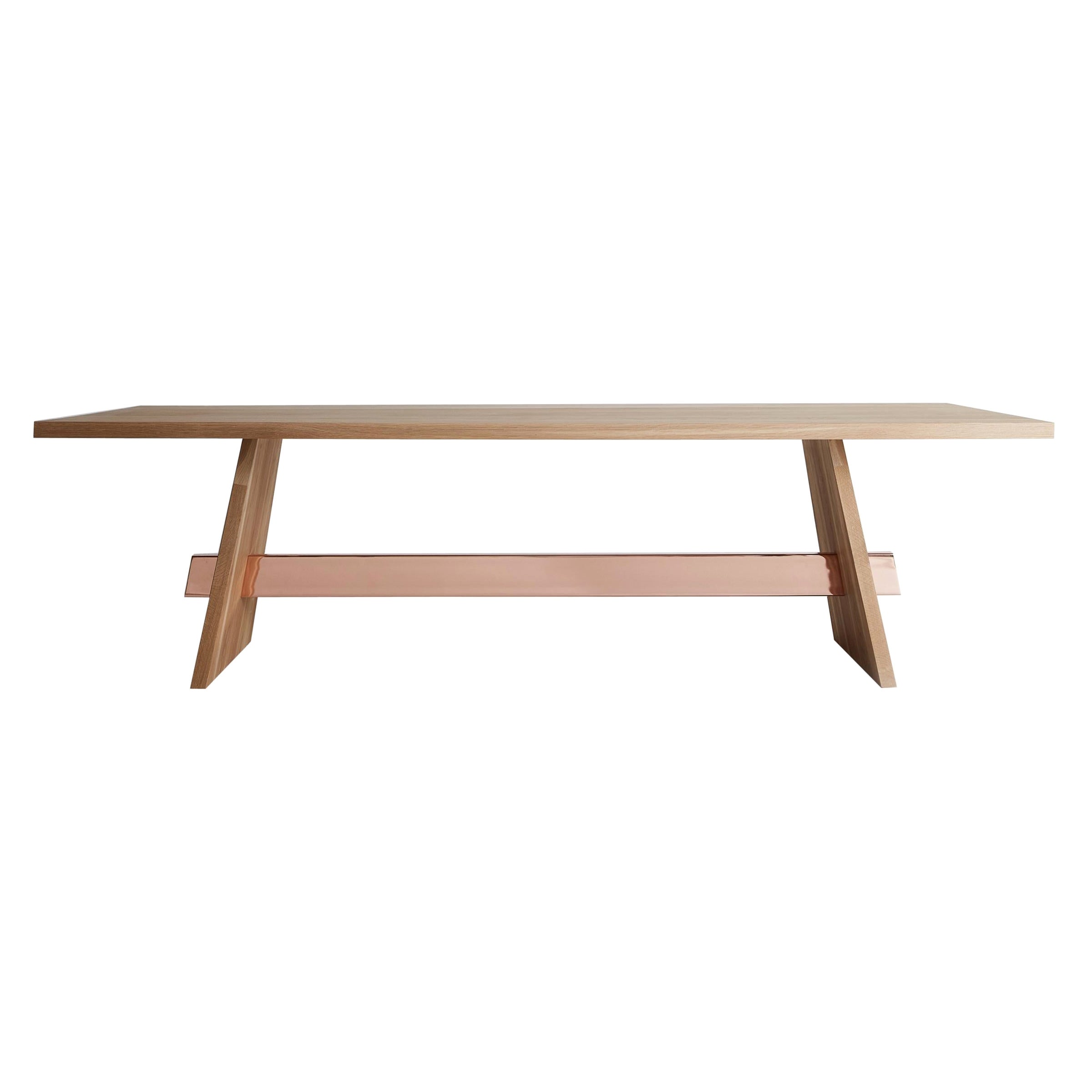 Metal Plated Walnut Large Isthmus Dining Table by Hollis & Morris For Sale