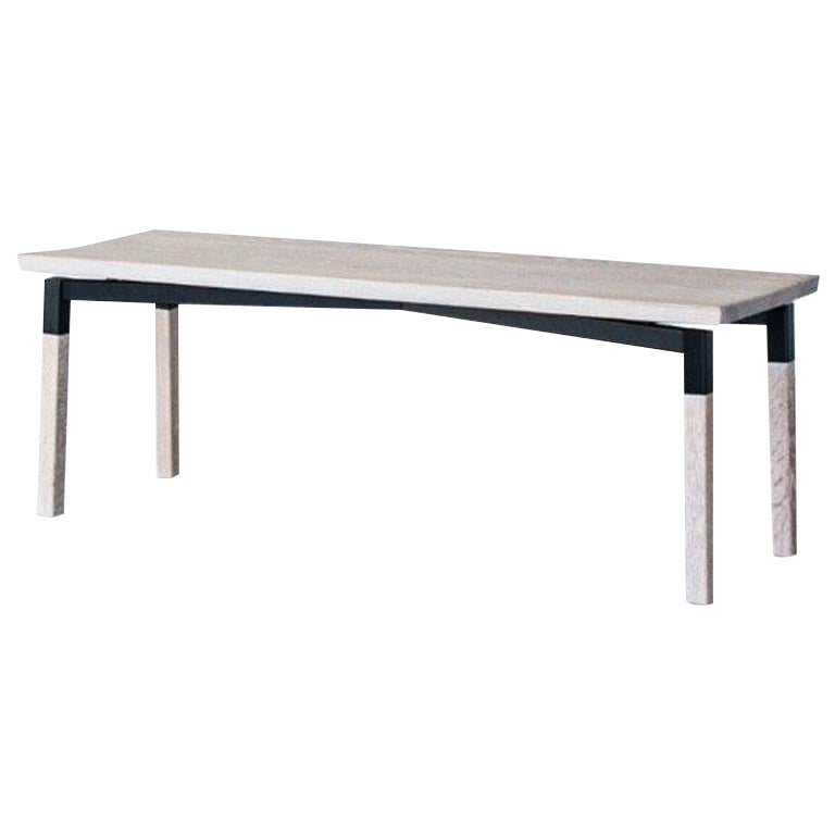 Banc Parkdale en noyer plaqué métal par Hollis & Morris
