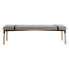 Metal Plated Walnut Large Parkdale Bench with Cushion by Hollis & Morris