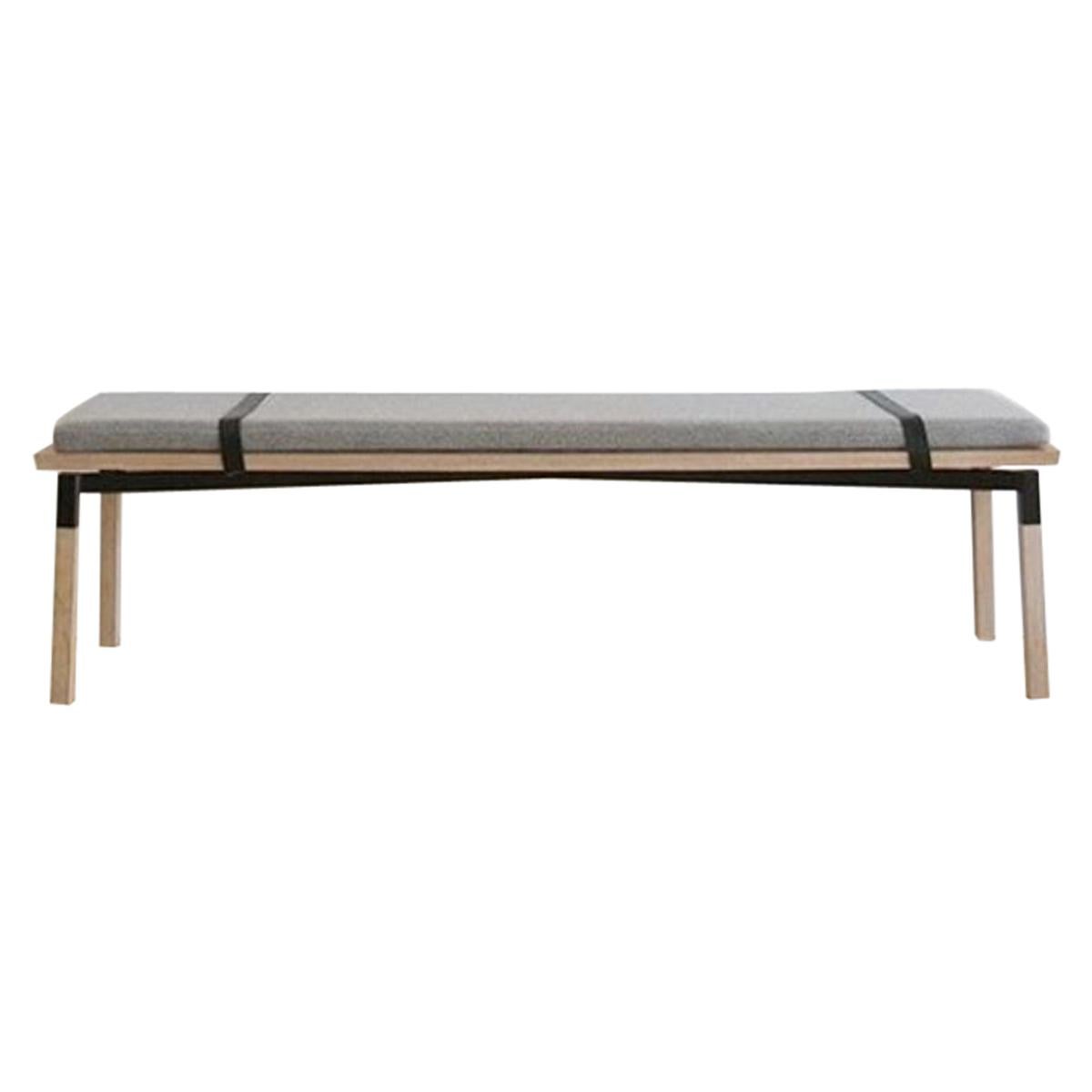 Metal Plated Walnut Large Parkdale Bench with Cushion by Hollis & Morris For Sale