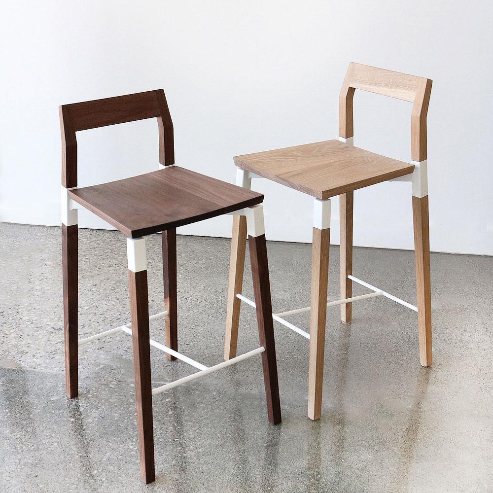 Metal Plated Walnut Parkdale Bar Stool by Hollis & Morris In New Condition In Geneve, CH