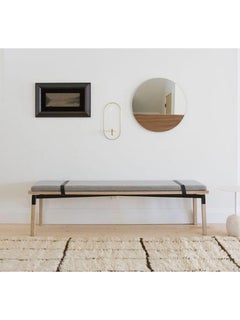 Metal Plated Walnut Small Parkdale Bench with Cushion by Hollis & Morris