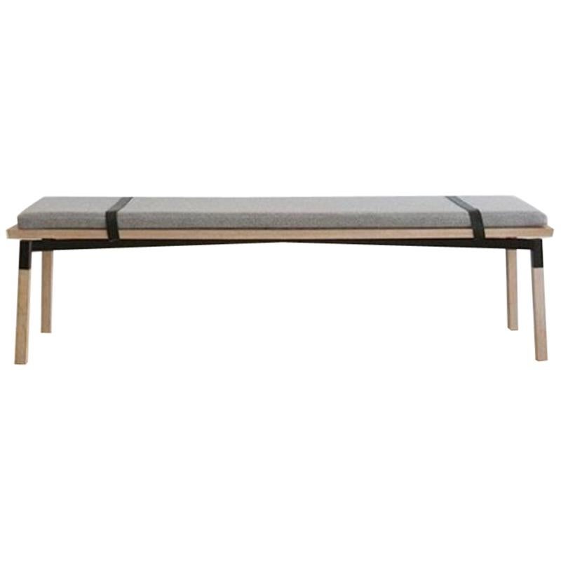 Metal Plated Walnut Small Parkdale Bench with Cushion by Hollis & Morris For Sale