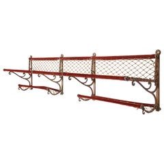 Metal, Plush and Netting Train Luggage Rack in Red, 20th Century