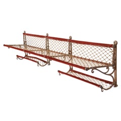 Metal, Plush and Netting Train Luggage Rack in Red, 20th Century