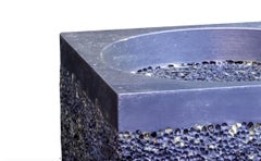 Metal Rock Blue Square Side Table or Stool Aluminum Foam by Michael Young