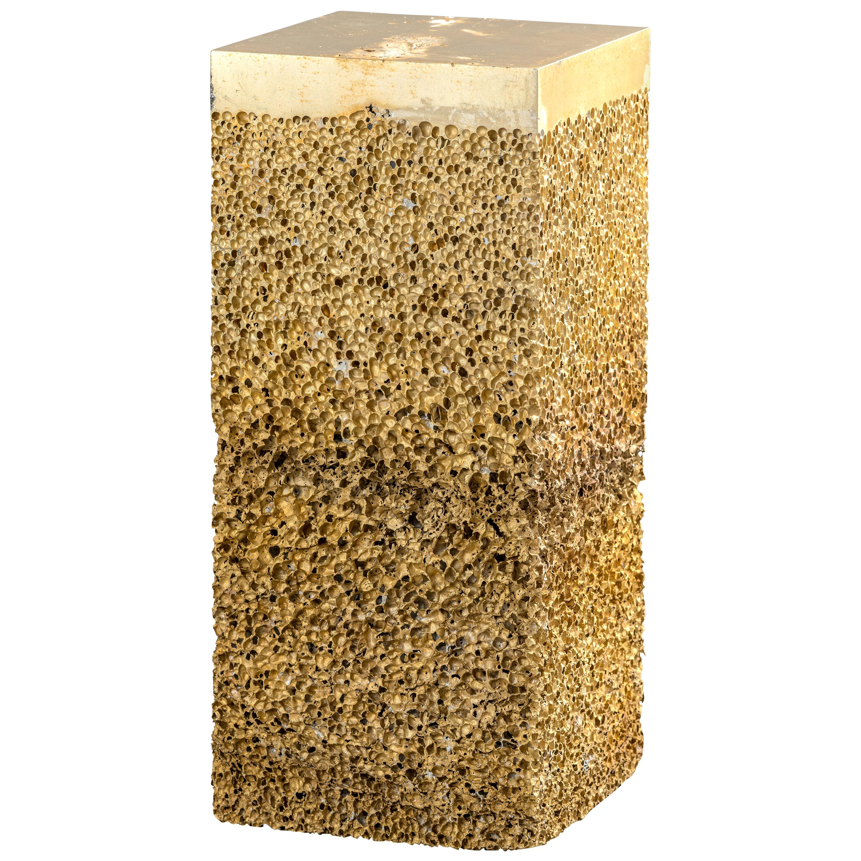 Metal Rock Gold High Table or Side Table Aluminium Foam by Michael Young
