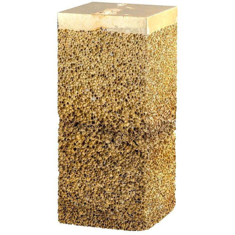 Metal Rock Gold High Table or Side Table Aluminium Foam by Michael Young
