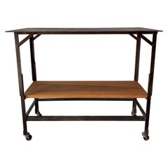 Metal Rolling Cart with Wooden Shelf 