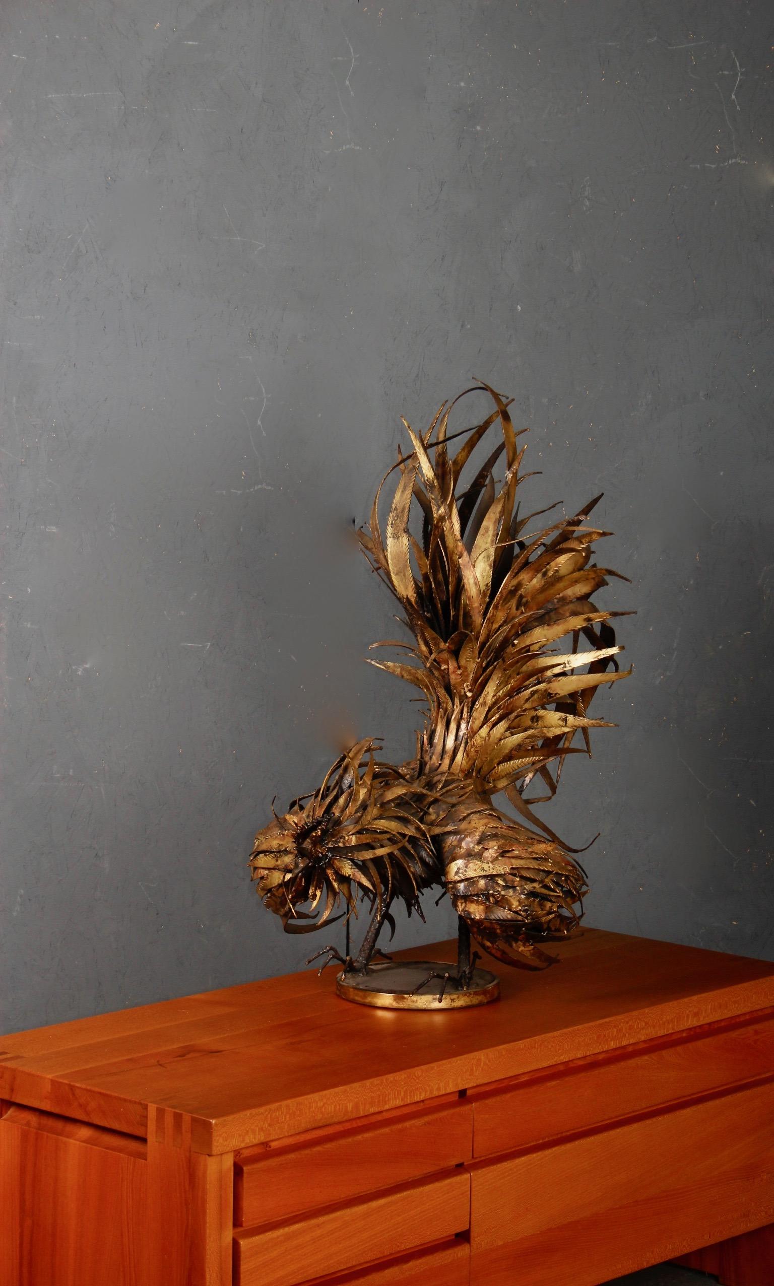 European Metallic rooster sculpture  For Sale