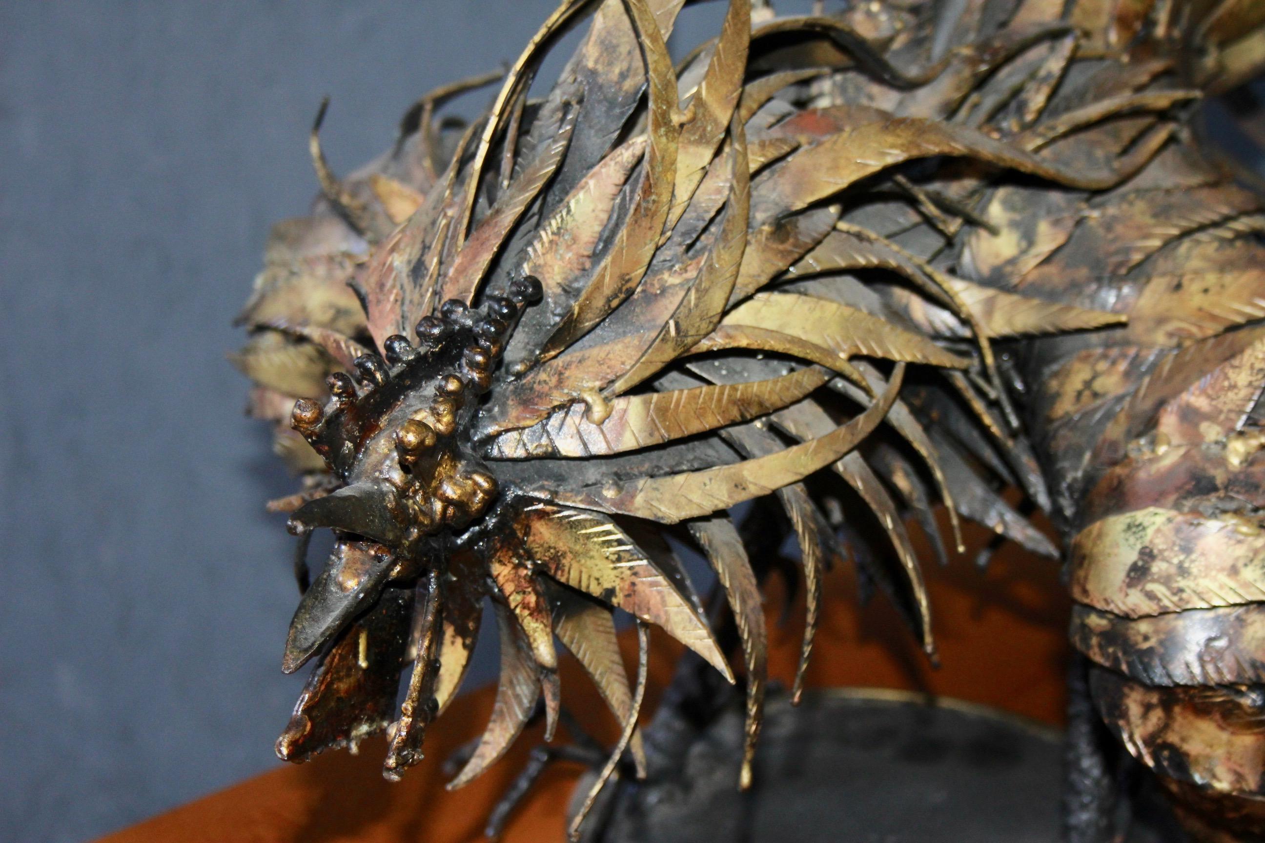 Mid-20th Century Metallic rooster sculpture For Sale