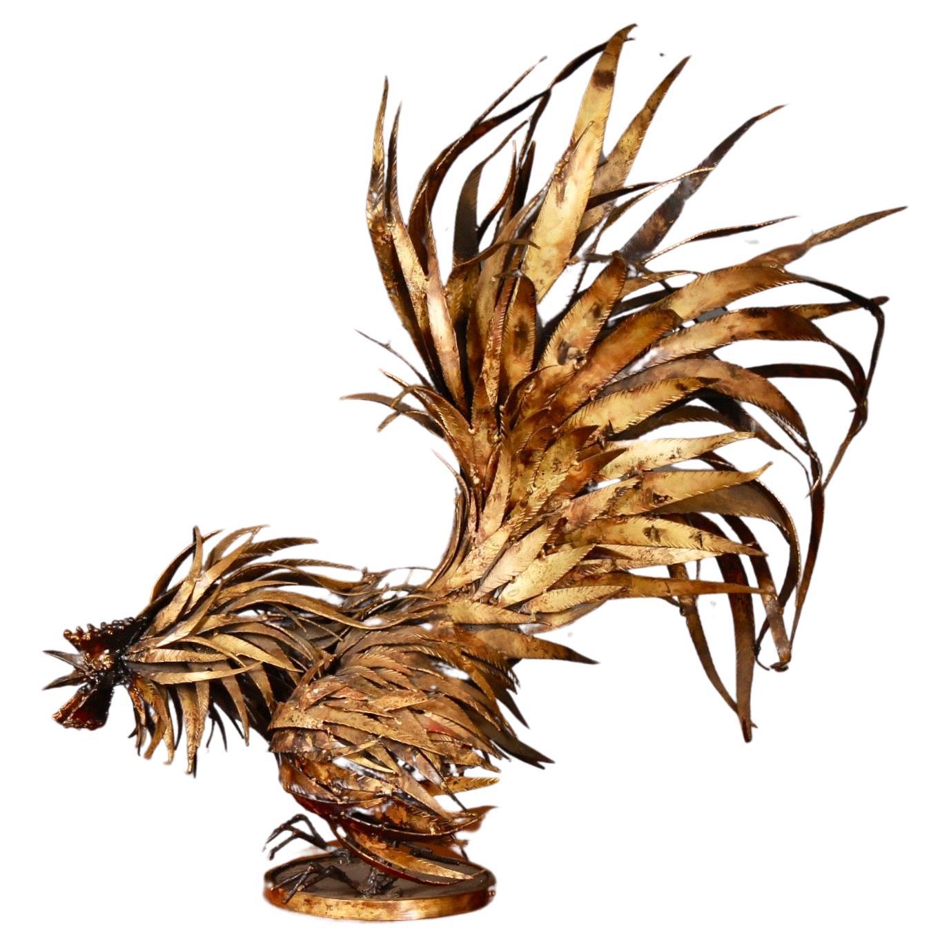 Metallic rooster sculpture  For Sale