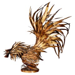 Vintage Metallic rooster sculpture 