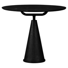 Metal Round Ambert Lamp Table with Conic Base and Marble Top