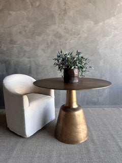 Metal Round Dining Table in Aged Brass Patina