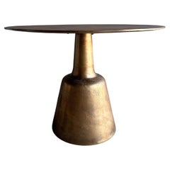 Metal Round Dining Table in Aged Brass Patina