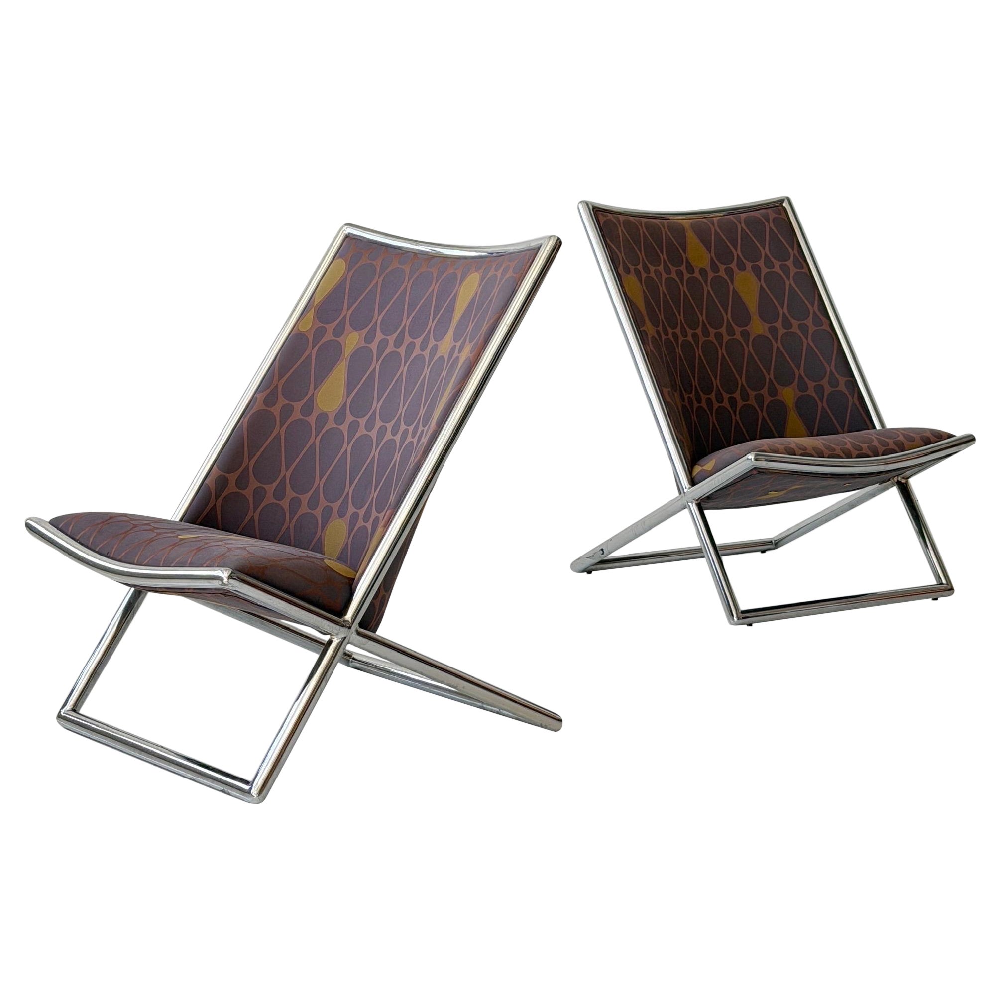 Sedie a forbice in metallo di Ward Bennetts per Brickel Associates in vendita