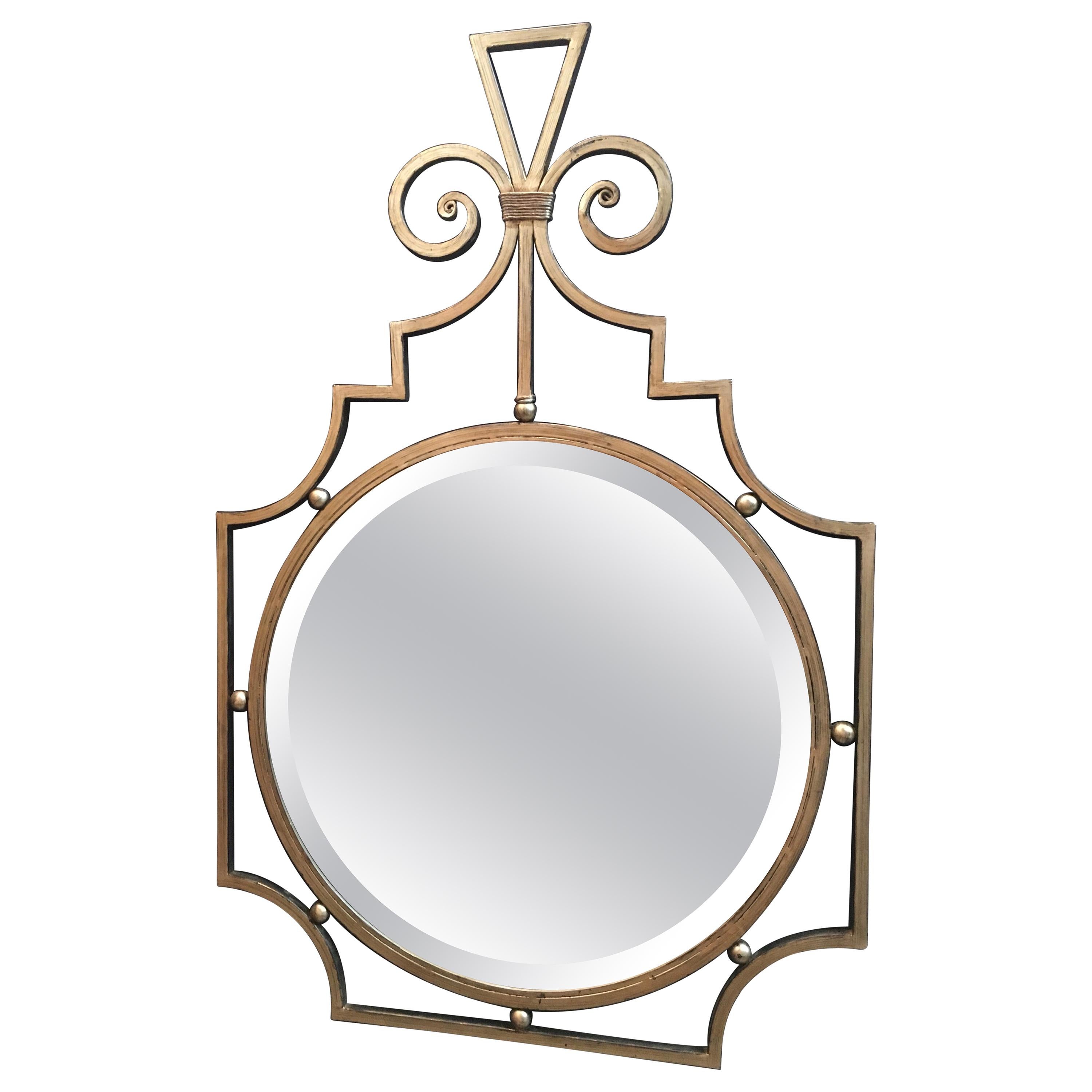 Metal Scroll Faux Gilt Mirror