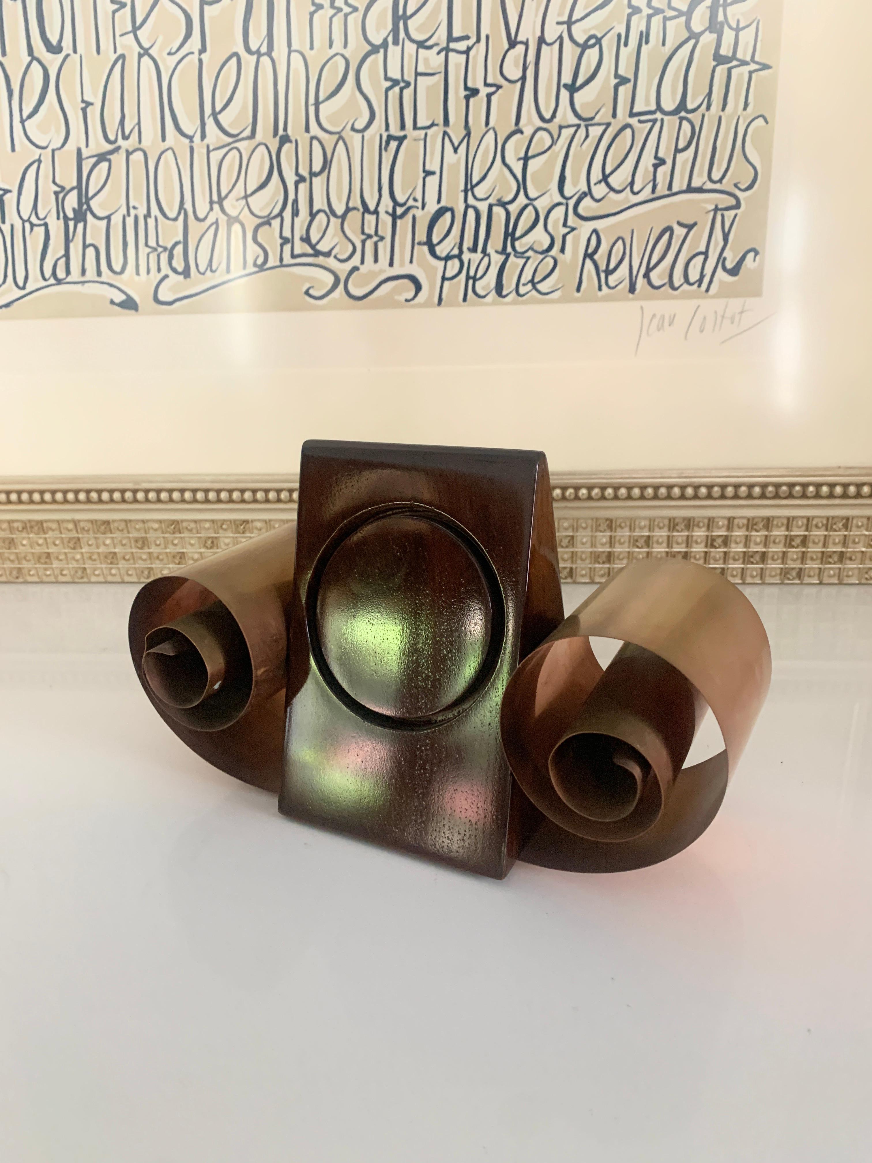 Lacquered Metal Scroll Style Bookends For Sale