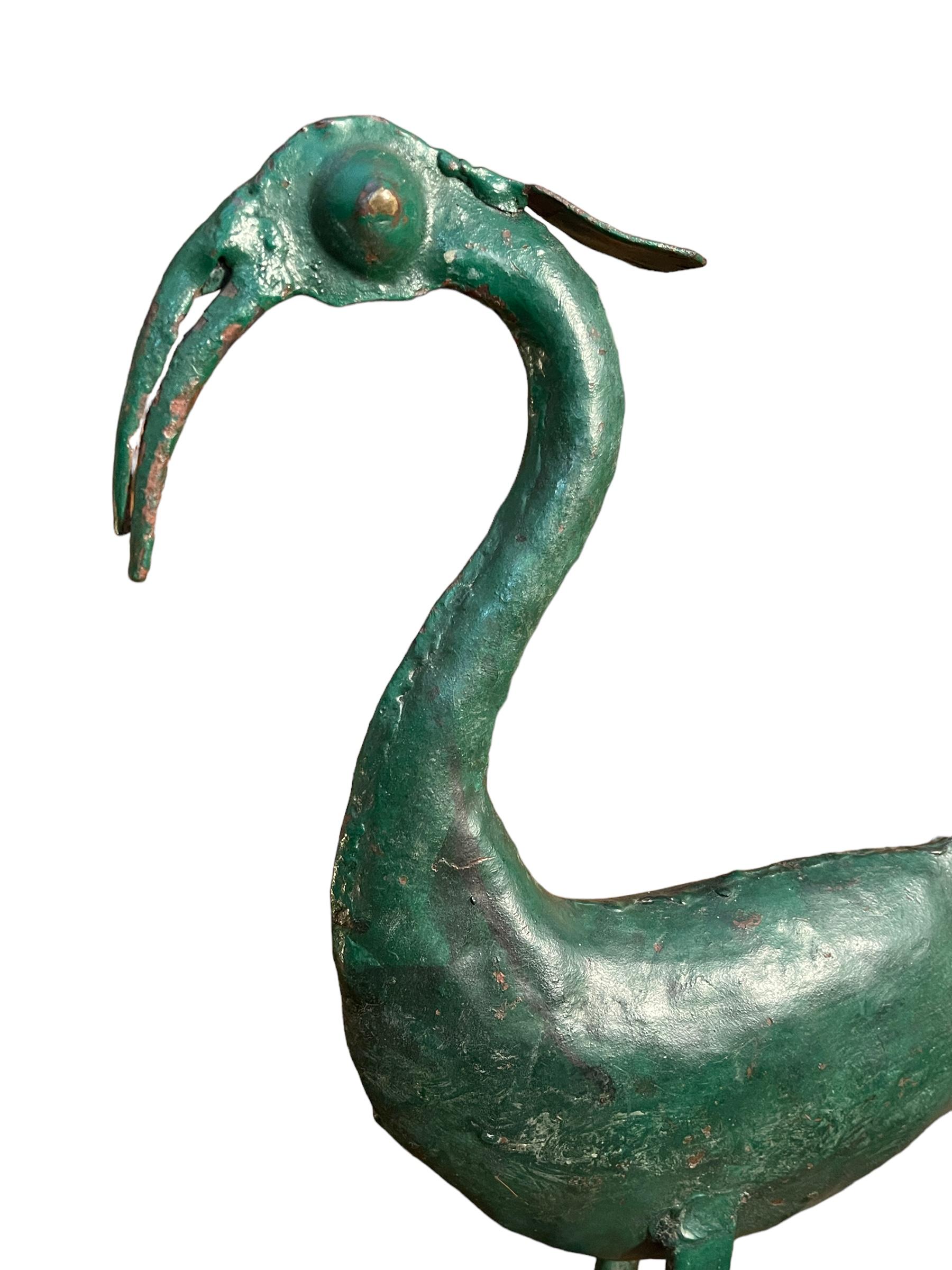 Metal sculpture, heron, 20th century In Good Condition For Sale In Monza, IT