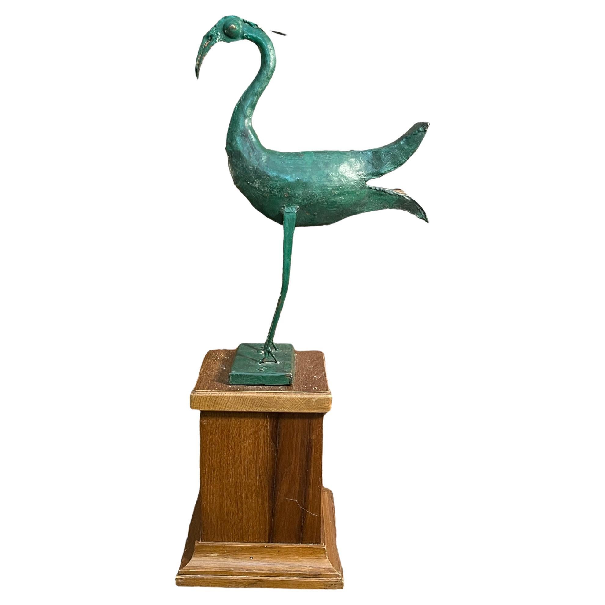 Metal sculpture, heron, 20th century For Sale