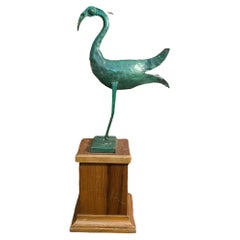 Vintage Metal sculpture, heron, 20th century