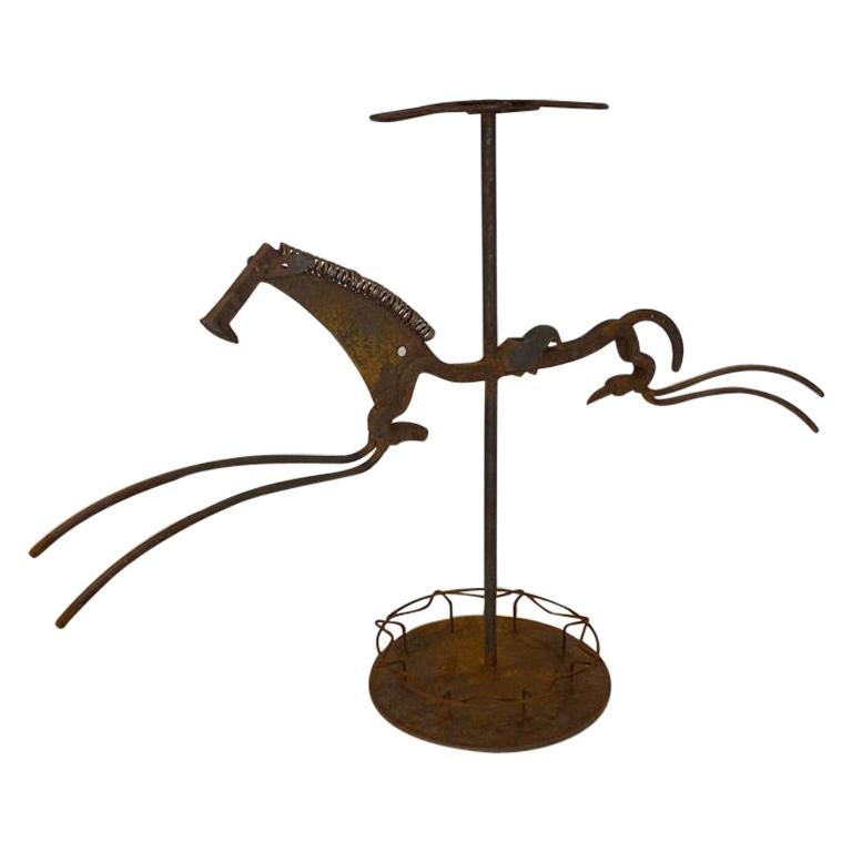 Metal Sculpture of a Horse Umbrella Stand by William Bill Heise For Sale