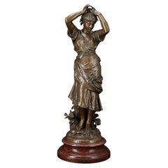 Metal sculpture "The Mirror" by Auguste Moreau (1834-1917)