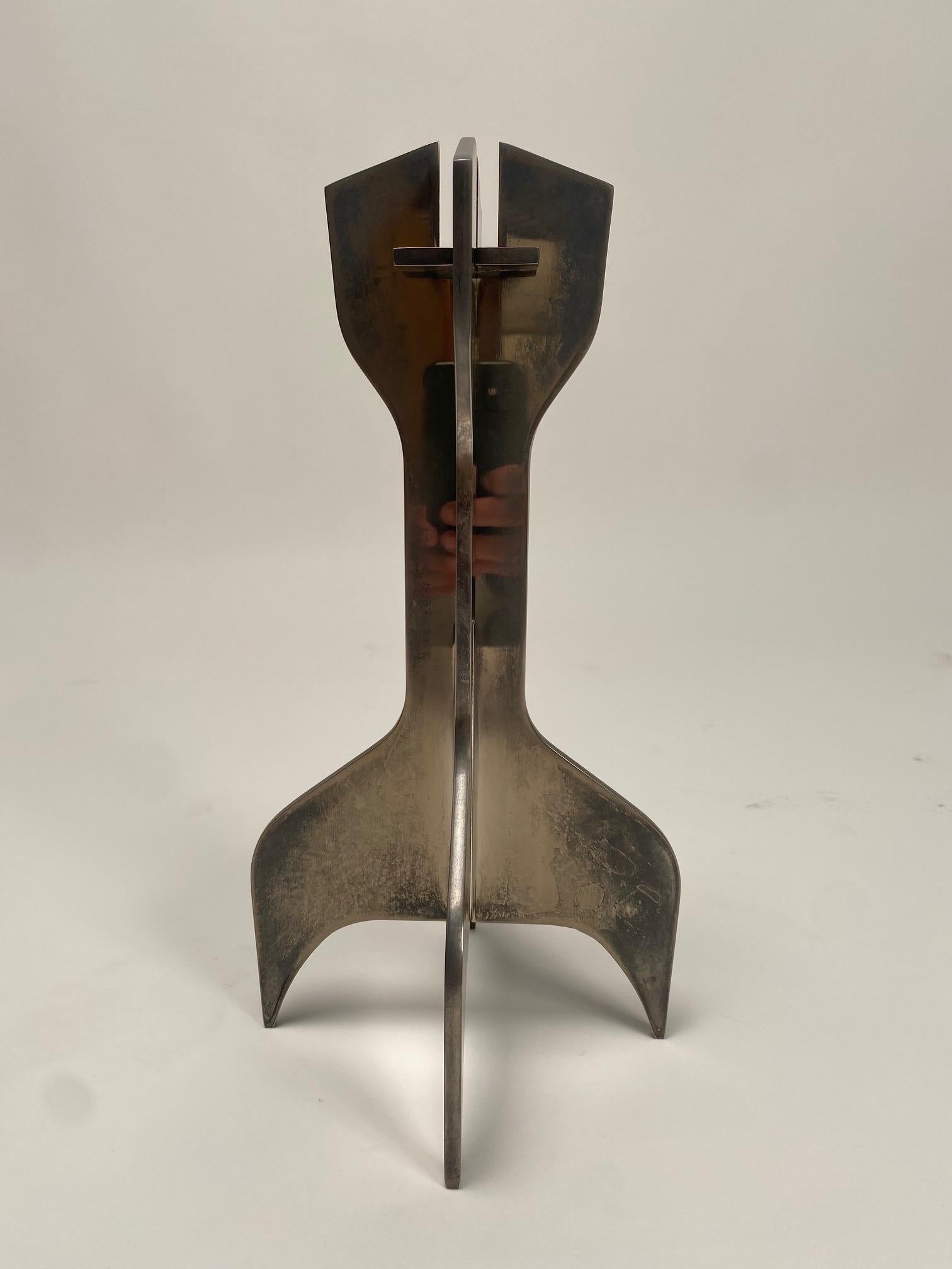 Bauhaus Metal Sculptures by Marcel Breuer, candle holder for Gavina, 1960
