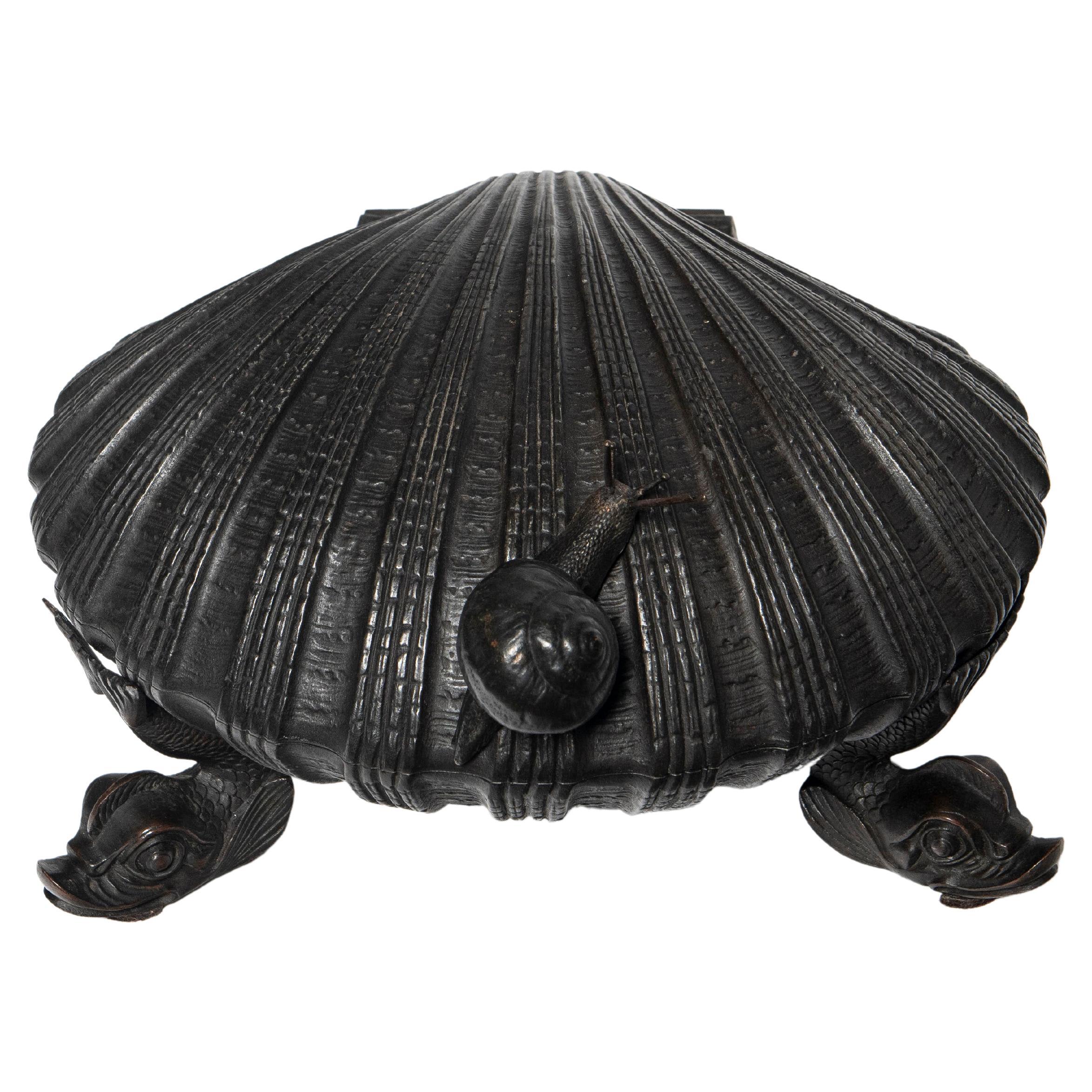 Metal Seashell Jewelry Box, France, Late 19th Century For Sale