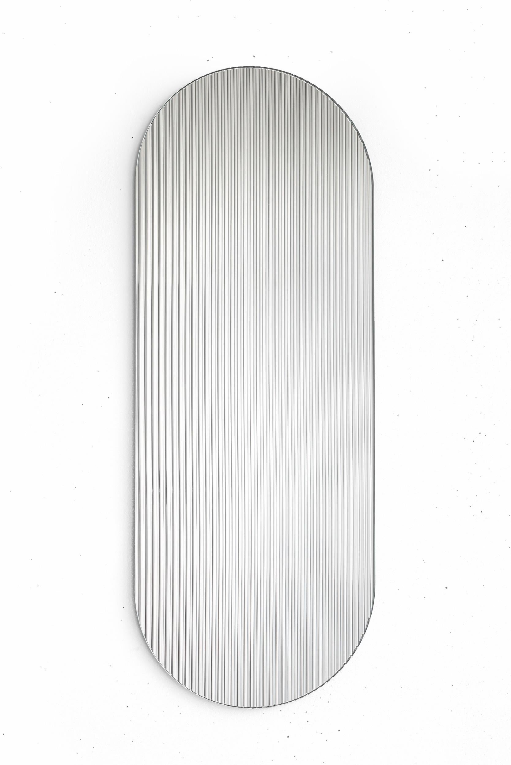 Other Decorative art silver reflective wall panel, Metal Shift, Sterling, Rive Roshan For Sale