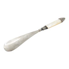 Metal shoehorn with silver applications