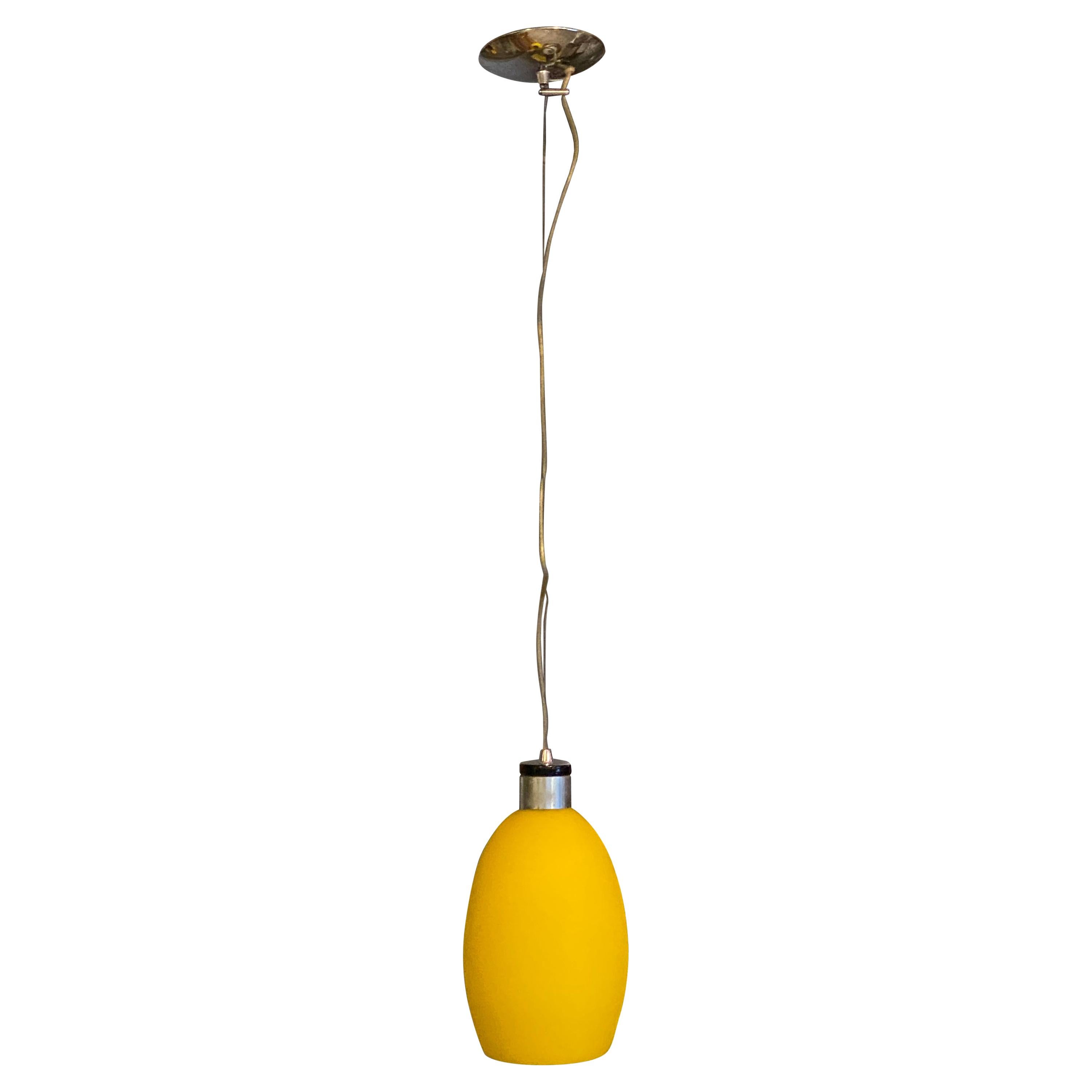 Metal Spot Monopunto Yellow Glass Chandelier, Italy, 1980s For Sale