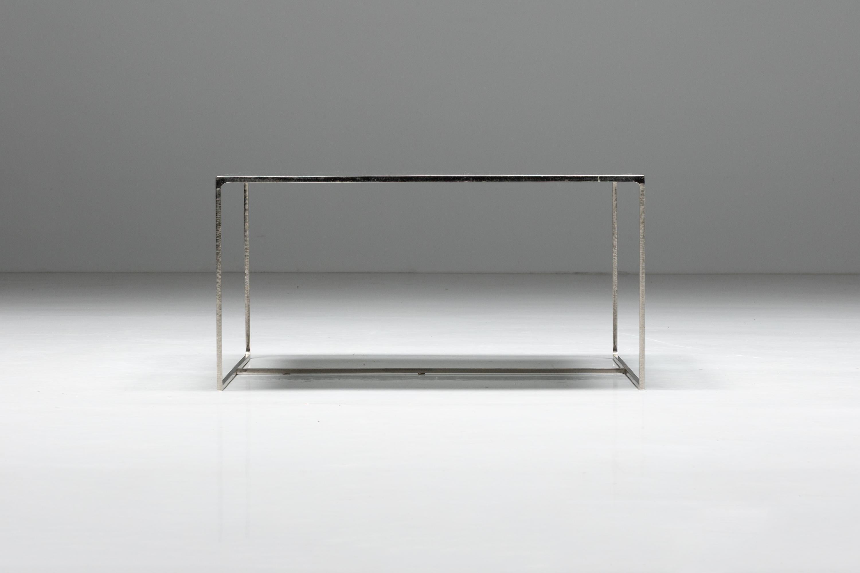 Modern Metal Square Coffee Table 'Duchamp' by Rodolfo Dordoni for Minotti, Italy, 1990s For Sale
