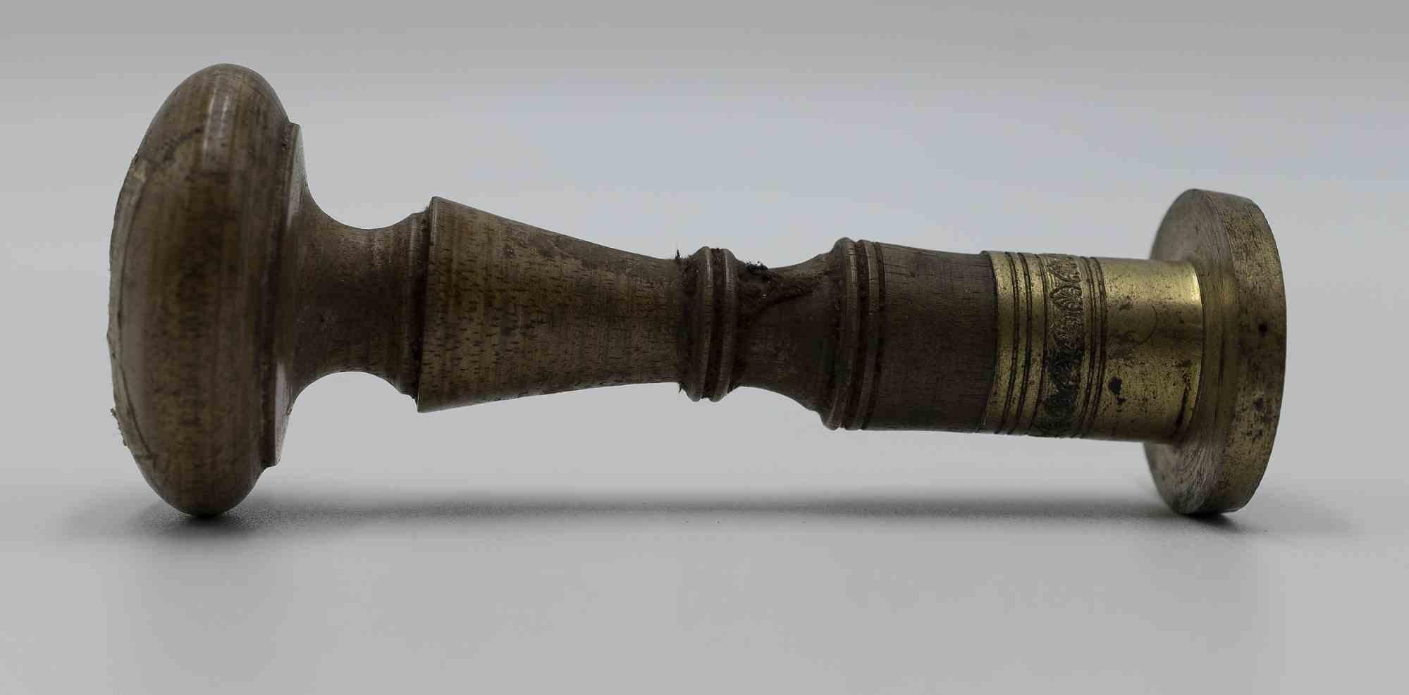 Italian Metal Stamp with Wooden Handle, Italy, 19th Century For Sale