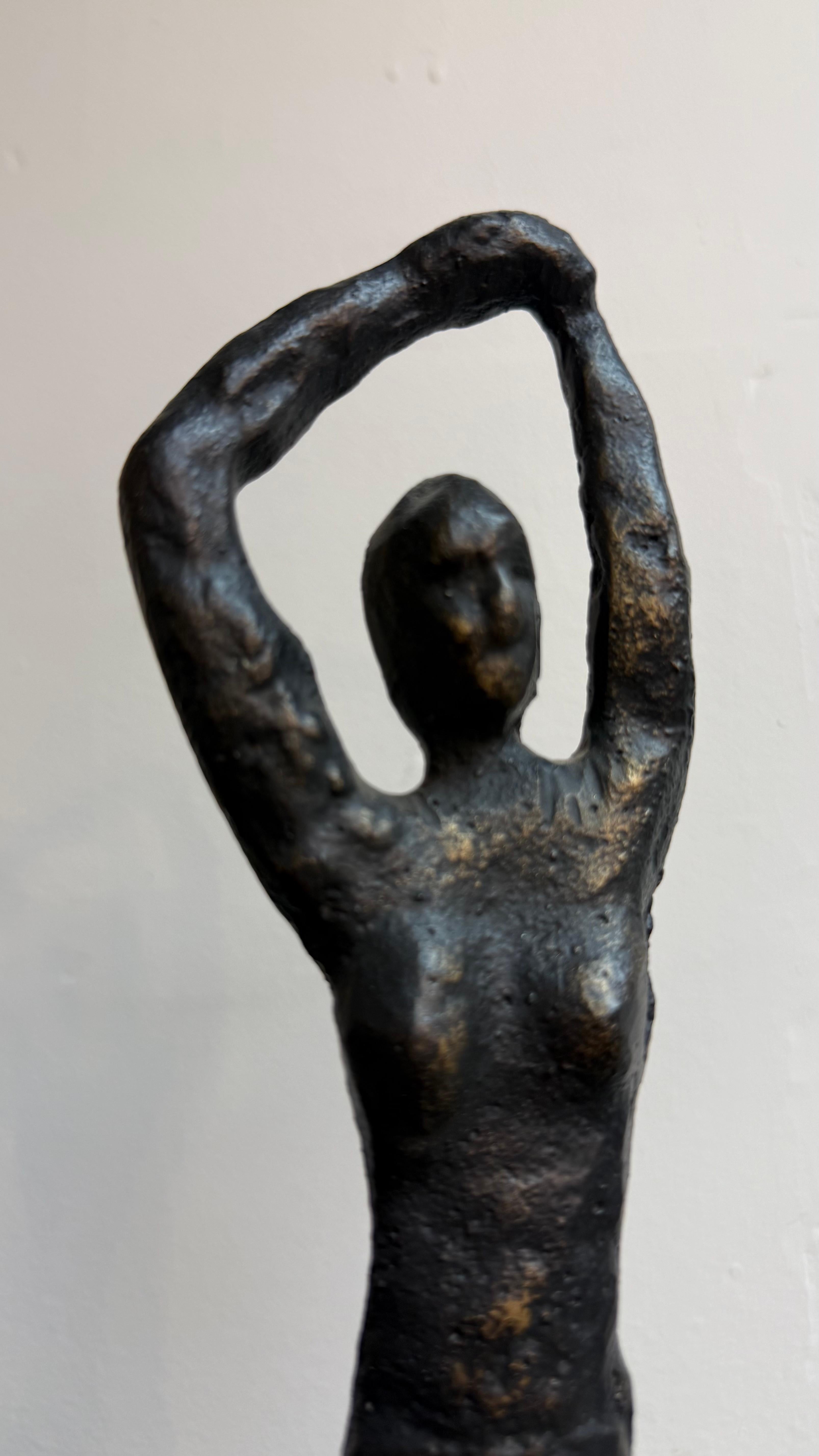 Metal Statue on Marble Base In Good Condition For Sale In Atlanta, GA