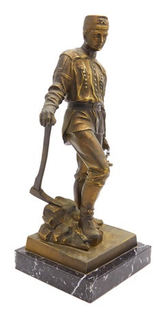 Metal Statuette On a Marble Base