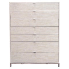 Steel Base Chest of 7 Drawers Oak Case/Ivory Glass Mosaic by ERCOLE HOME.