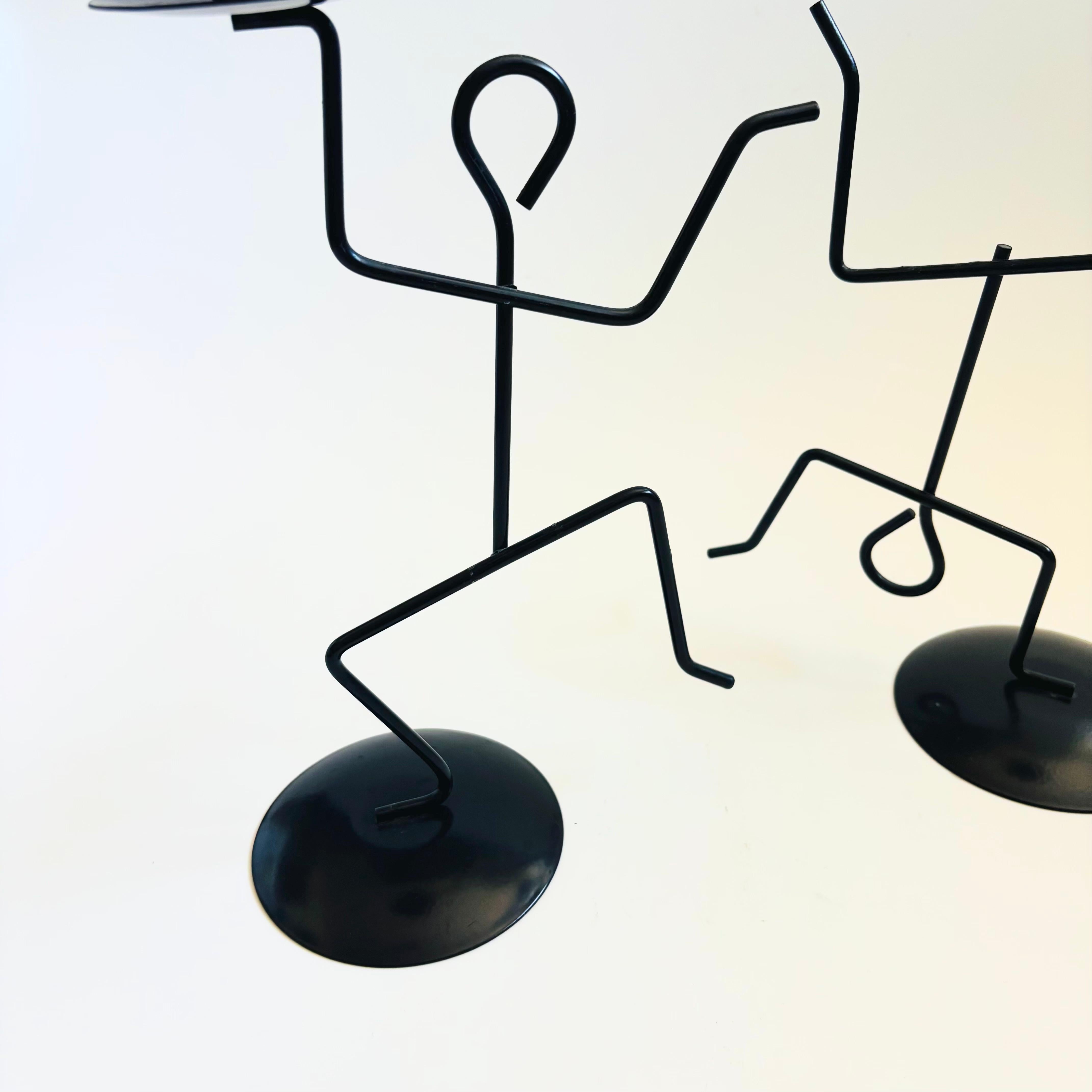 Metal Stick Person Candle Holders - Set of 2 In Good Condition For Sale In Fairfield, CA