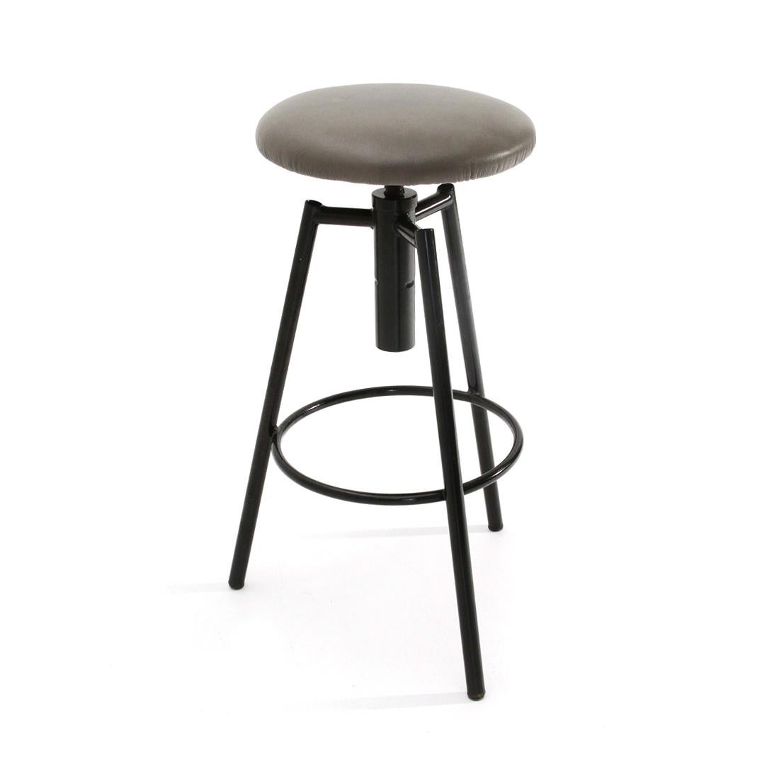 Italian Metal Stool with Padded Seat, 1960s For Sale