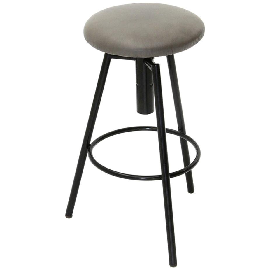 Metal Stool with Padded Seat, 1960s For Sale