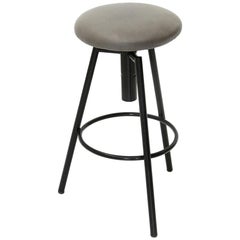 Metal Stool with Padded Seat, 1960s