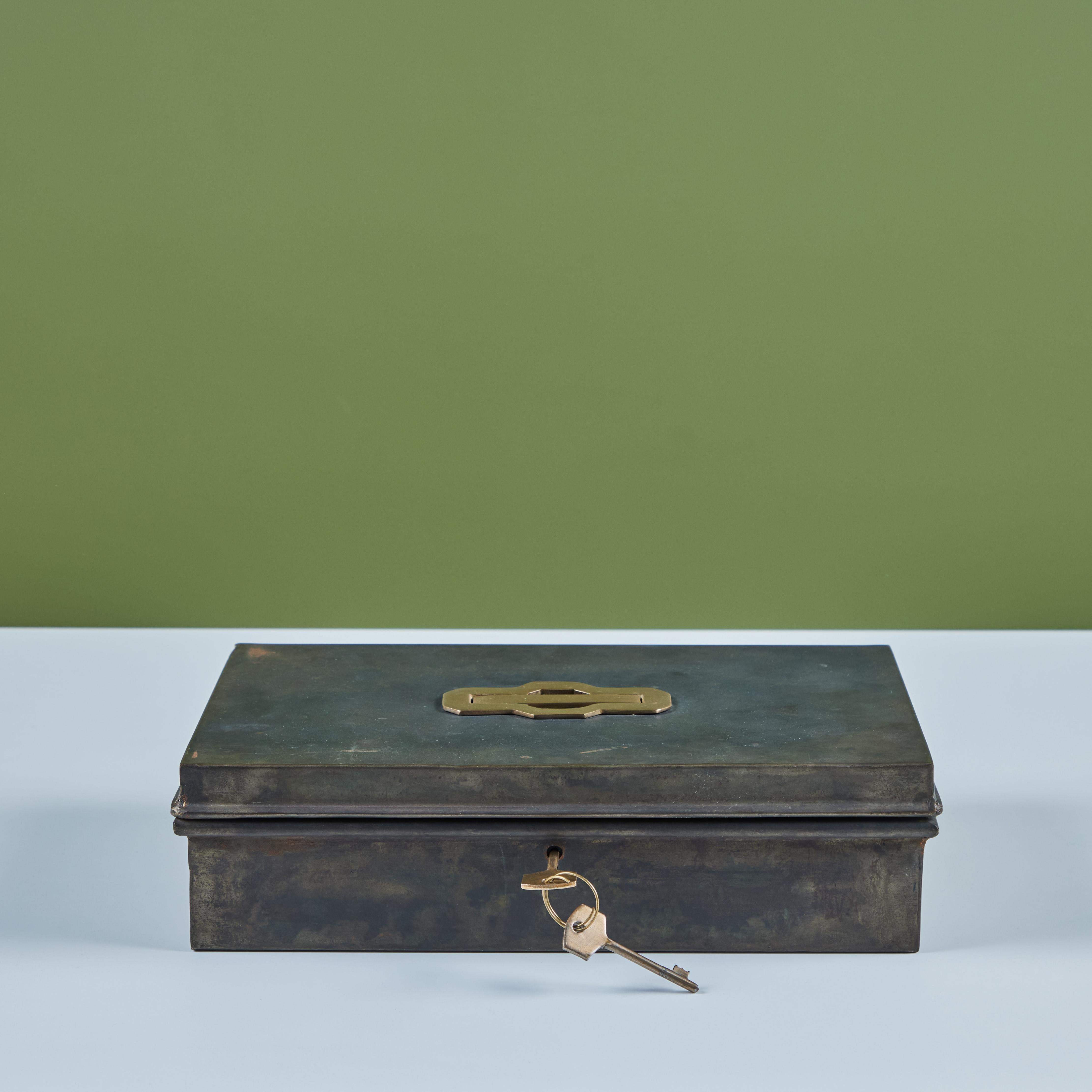 20th Century Metal Storage Box with Key For Sale