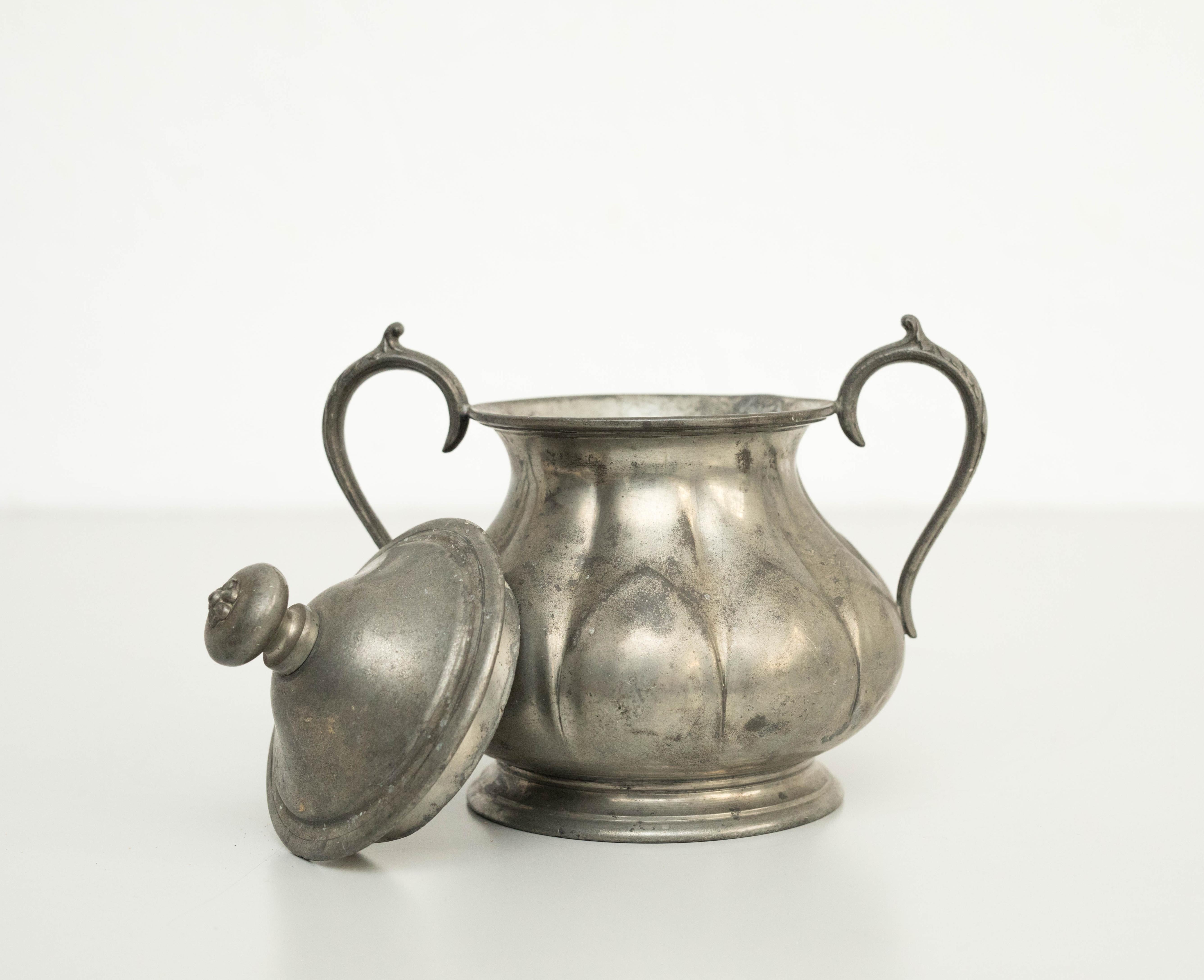 Early 20th Century Metal Sugar Bowl, circa 1930