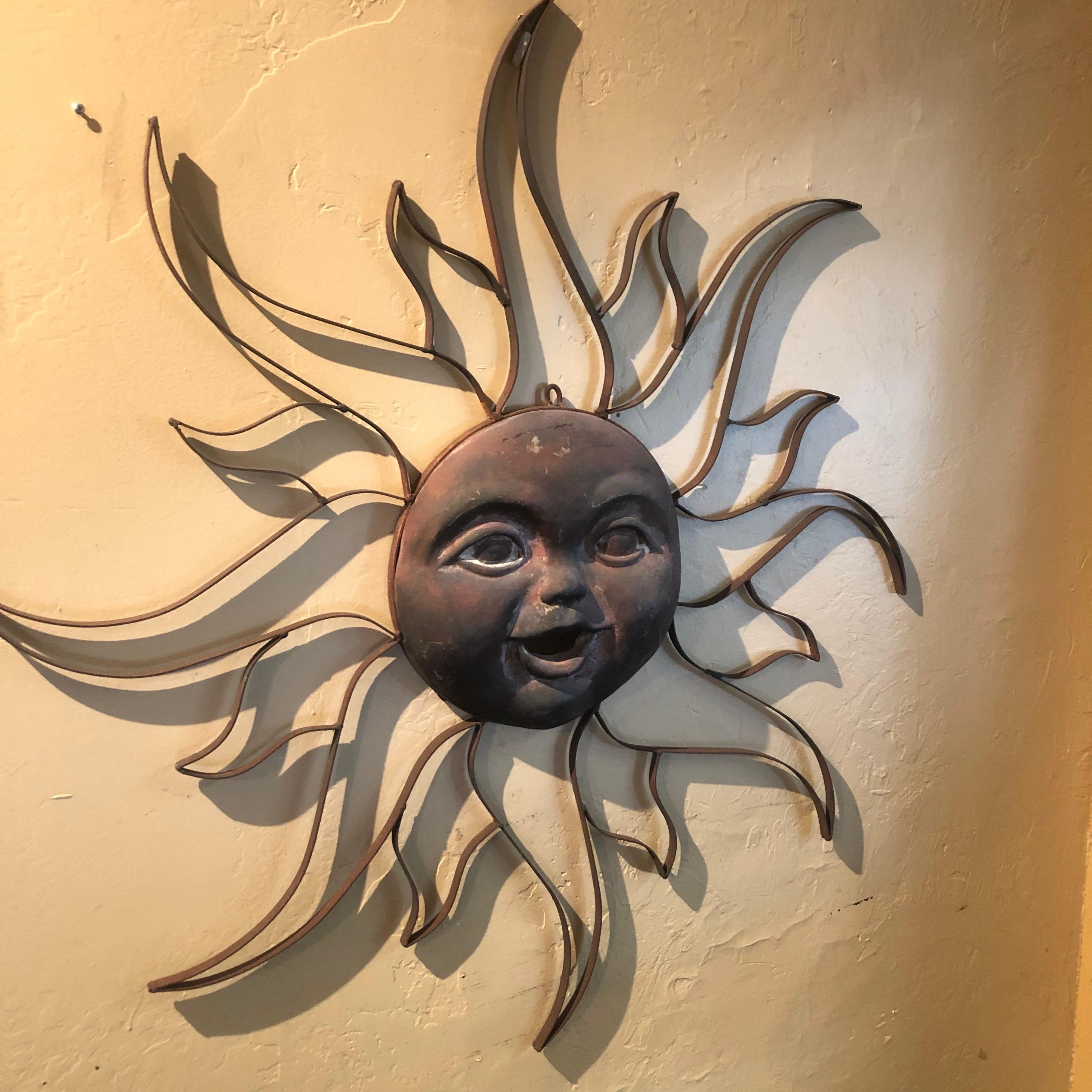 Distressed Metal Sun Sculpture / Wall Hanging For Sale 1